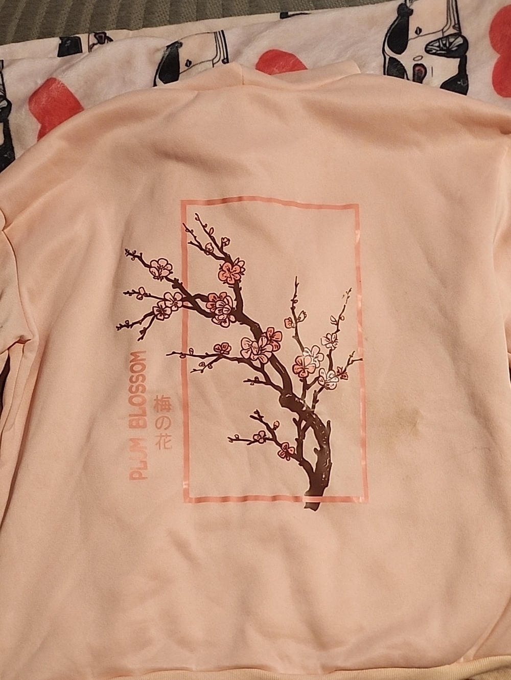 Peach Plum Blossom Graphic Sweatshirt